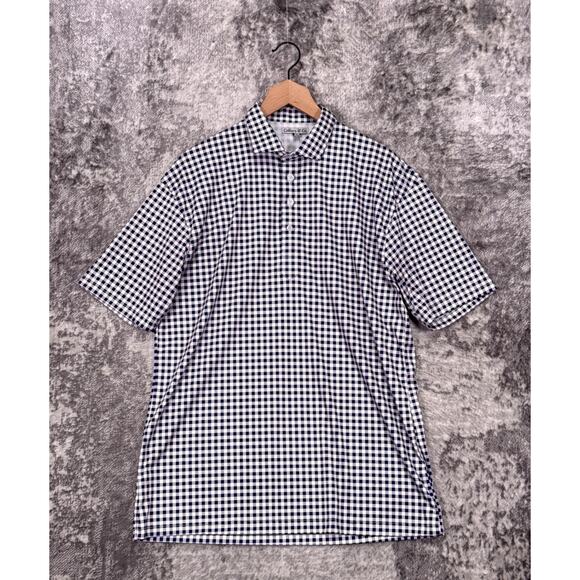 Collars & Co Dress Collar Polo XL Mens Blue Gingham Plaid Slightly Tailored Fit - Picture 1 of 8